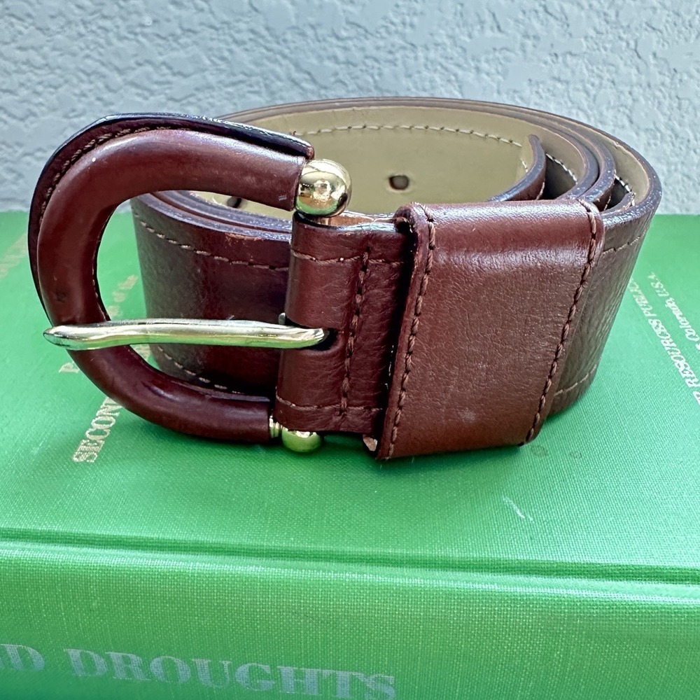 BANANA REPUBLIC Brown Made‎ In Italy Genuine Leather Belt Size Small Wide Preppy